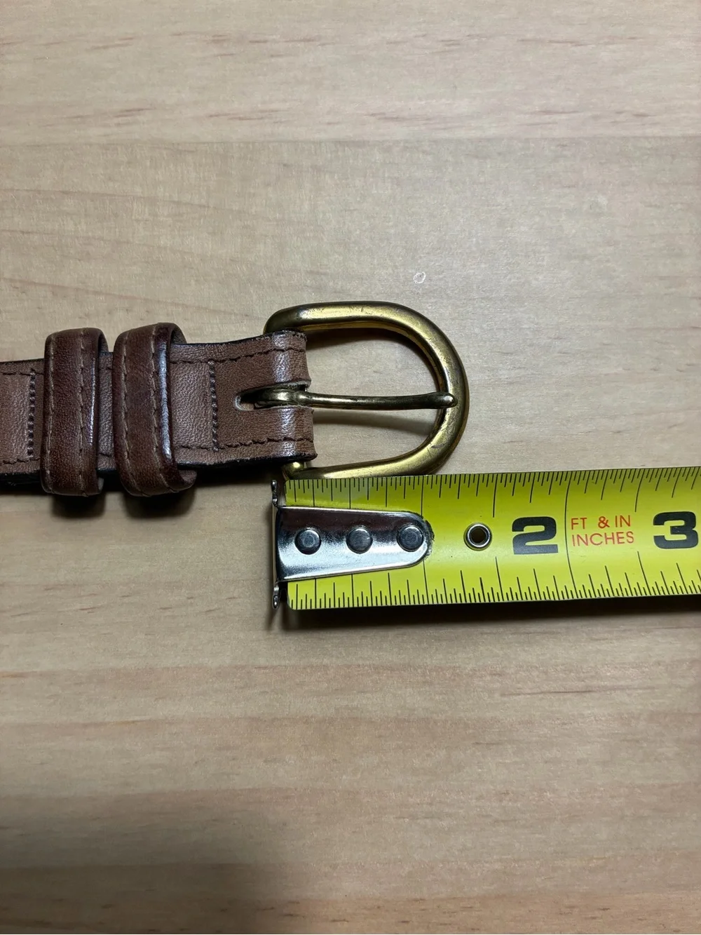 Levi's Vintage Made in USA Tan Brown Leather Belt with Brass-Tone Buckle 40”